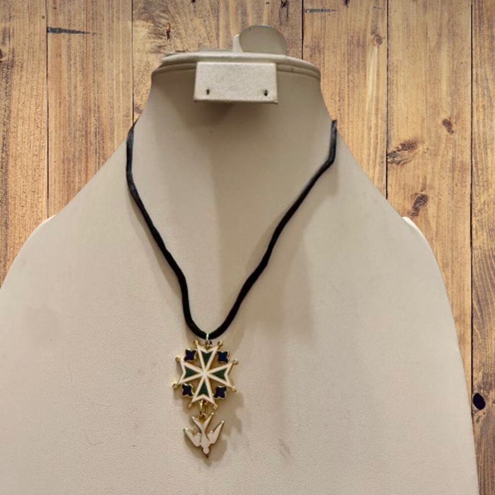 Enamel Huguenot Cross Necklace by Chuck Norton Designs - Picture 7 of 8